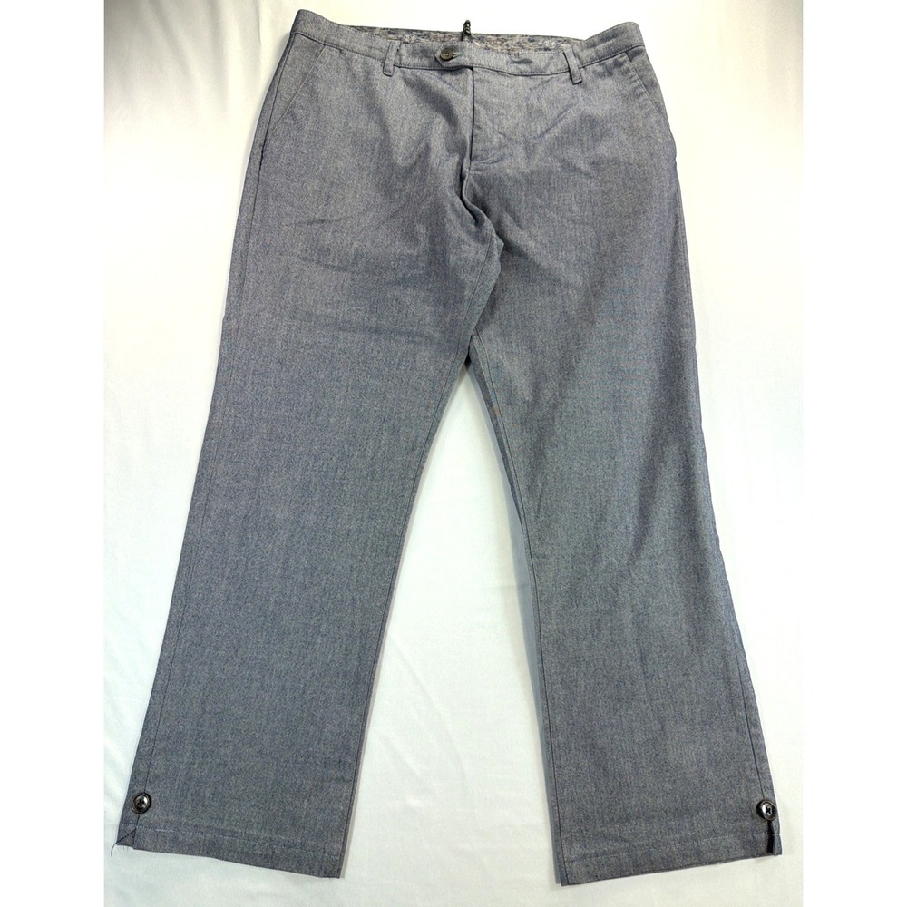 Ted Baker Men's Dress Pants 38 Gray Tailored Slim Fit Cotton Blend 40R